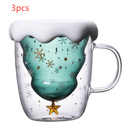 Double-layer Glass Christmas Tree Star Wish Cup High-temperature Resistant Glass Water Cup - Wnkrs