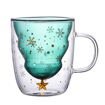 Double-layer Glass Christmas Tree Star Wish Cup High-temperature Resistant Glass Water Cup - Wnkrs