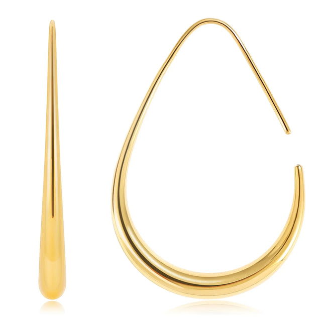 Pendientes de aro con forma de lágrima bañados en oro de 14 quilates