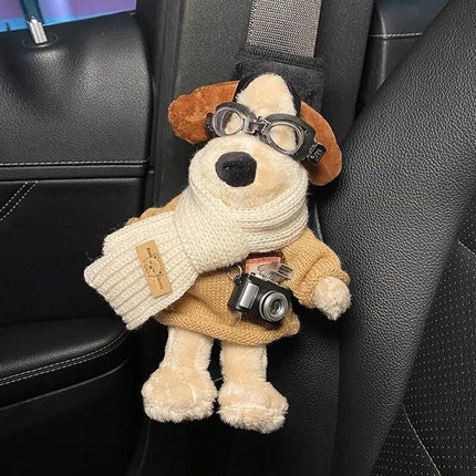 Cartoon Dog Plush Car Seat Belt Shoulder Protector - Wnkrs