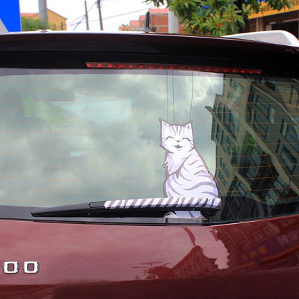 Reflective Cartoon Cat Car Stickers with Moving Tail - Wnkrs