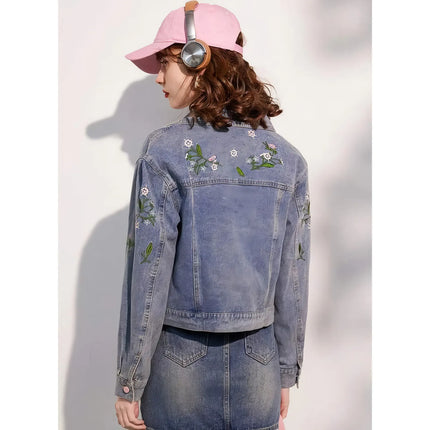 Veste en jean brodée douce pour femme