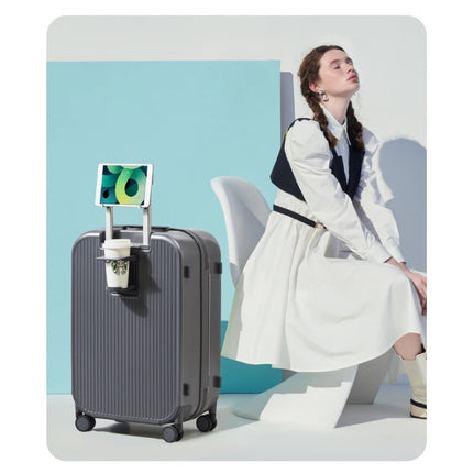 Valise à roulettes rigide avec porte-gobelet et porte-téléphone - Voyagez léger et intelligent