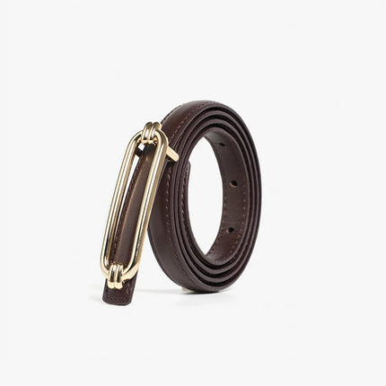 Ceinture fine en cuir pour femme avec boucle dorée