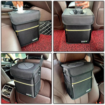 Waterproof Car Trash Bin with Multi-Functional Storage - Wnkrs