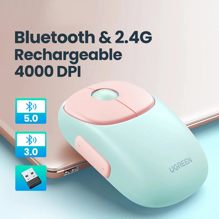 Wireless Rechargeable Bluetooth Mouse with 4000 DPI, Silent Click, and Multi-Device Compatibility