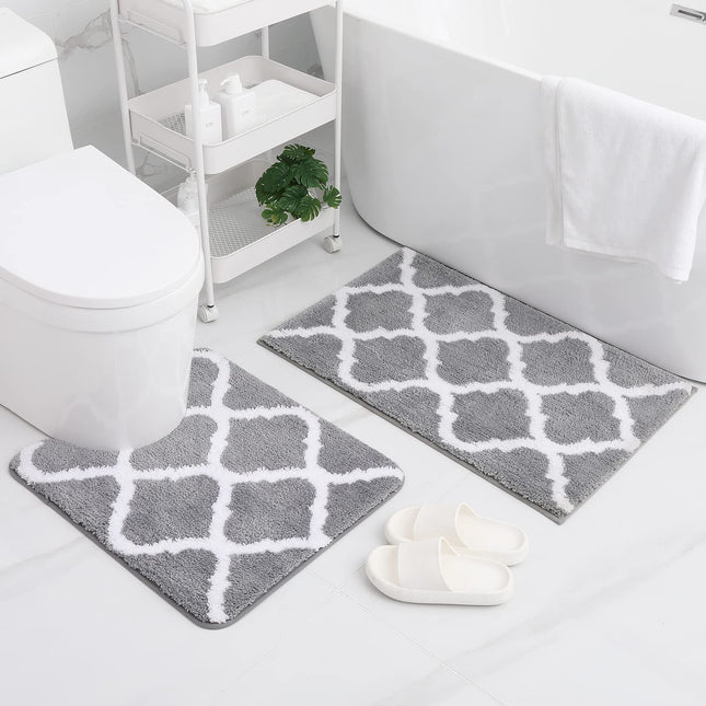 Juego de alfombrillas de baño ultra suaves y peludas: 2 piezas de alfombrillas absorbentes y antideslizantes