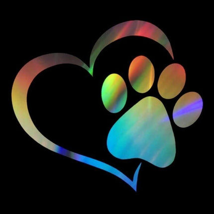 Adorable Heart & Paw Print Car Sticker - Wnkrs