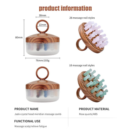 Nuevo peine para masaje del cuero cabelludo: cuarzo rosa y veta de madera de aventurina verde