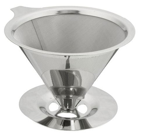 Stainless Steel Pour Over Cone Dripper Reusable Coffee Filter w Cup Stand - Wnkrs