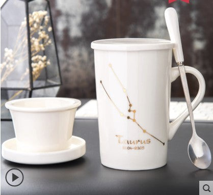 Creative cup ceramic with lid spoon tea cup filter - Wnkrs