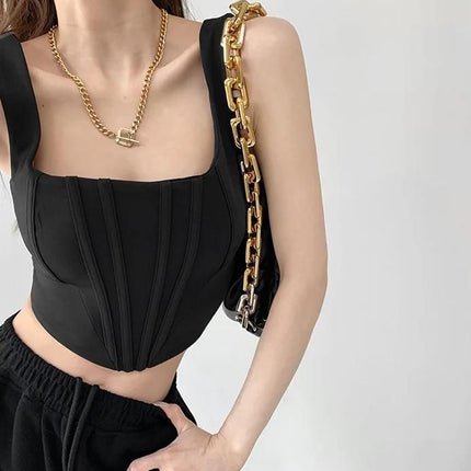 Square Neck Backless Crop Top