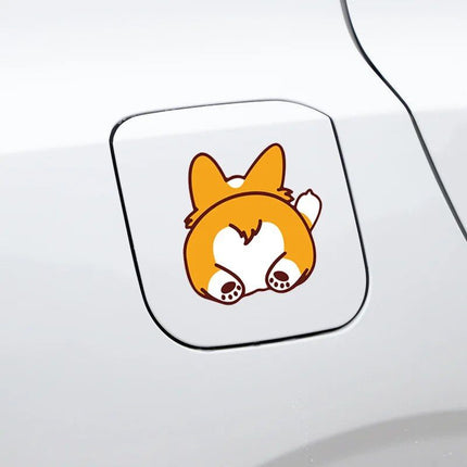 Cheerful Corgi Dog PVC Car Sticker - Creative & Rainproof Vehicle Decal - Wnkrs