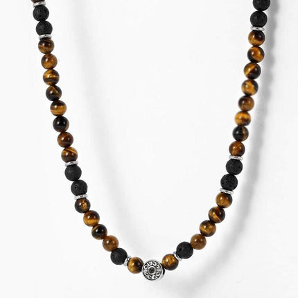 Men's Tiger Eye & Lava Stone Beaded Choker - Wnkrs