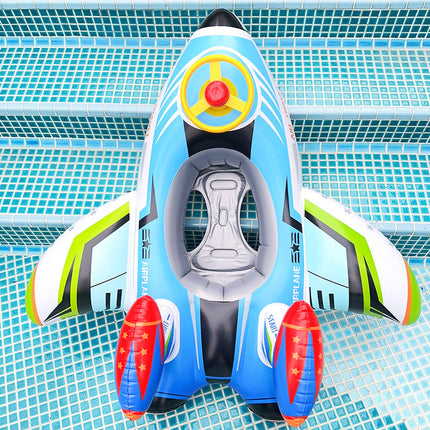 Flotador inflable para natación con forma de avión y asiento para niños