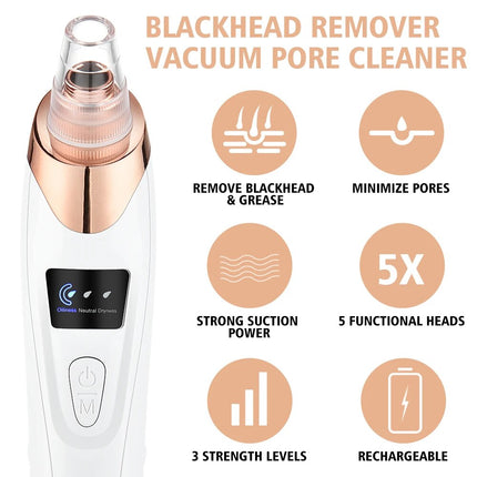 Multi-Functional Electric Blackhead Remover Vacuum with Customizable Suction & Interchangeable Heads