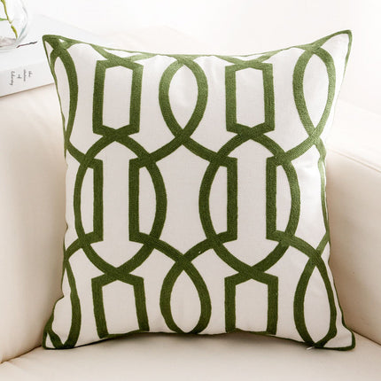 Geometric Embroidery Floral Sofa Art Throw Pillow American Living Room Cushion Cover - Wnkrs