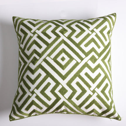 Geometric Embroidery Floral Sofa Art Throw Pillow American Living Room Cushion Cover - Wnkrs