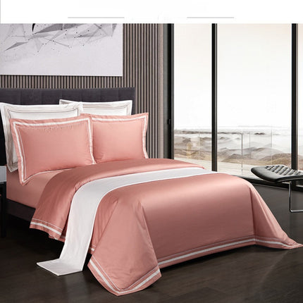 Four-piece Cotton Bedding Hotel Style Simple Solid Color Quilt Cover - Wnkrs