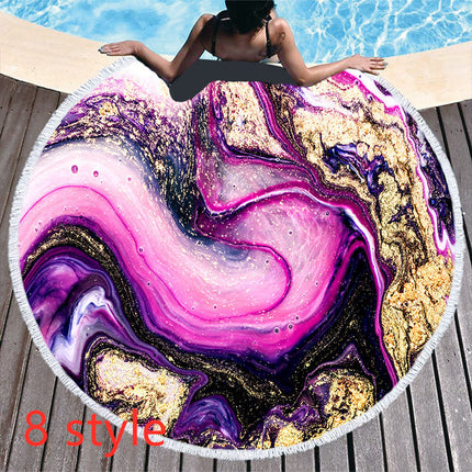 Round Printed Beach Towel Microfiber Bath Towel - Wnkrs