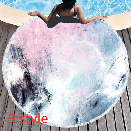 Round Printed Beach Towel Microfiber Bath Towel - Wnkrs