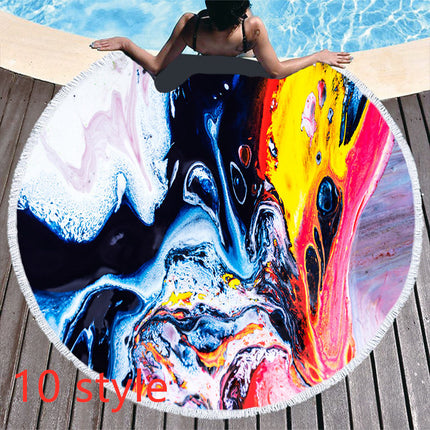 Round Printed Beach Towel Microfiber Bath Towel - Wnkrs