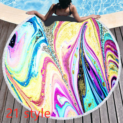 Round Printed Beach Towel Microfiber Bath Towel - Wnkrs