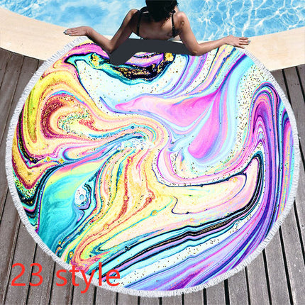 Round Printed Beach Towel Microfiber Bath Towel - Wnkrs