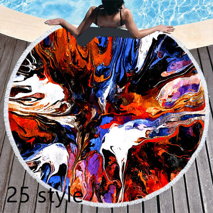 Round Printed Beach Towel Microfiber Bath Towel - Wnkrs