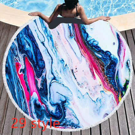 Round Printed Beach Towel Microfiber Bath Towel - Wnkrs