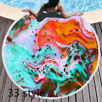 Round Printed Beach Towel Microfiber Bath Towel - Wnkrs