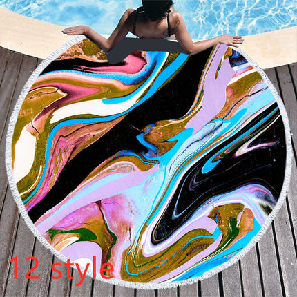 Round Printed Beach Towel Microfiber Bath Towel - Wnkrs