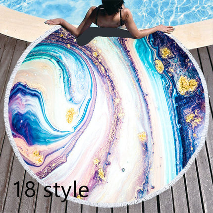 Round Printed Beach Towel Microfiber Bath Towel - Wnkrs