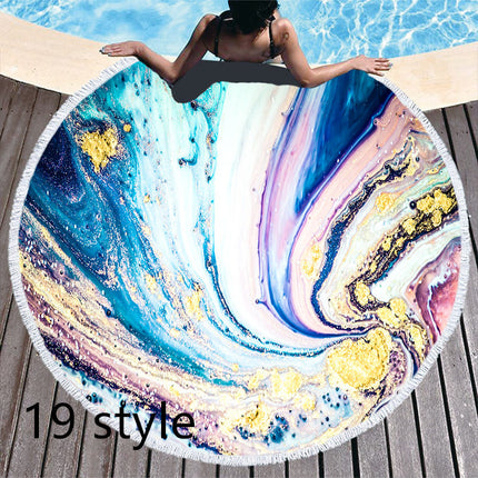 Round Printed Beach Towel Microfiber Bath Towel - Wnkrs