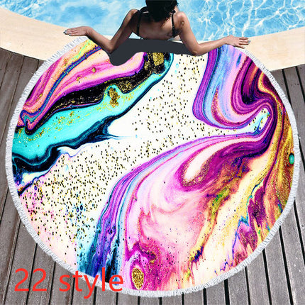 Round Printed Beach Towel Microfiber Bath Towel - Wnkrs