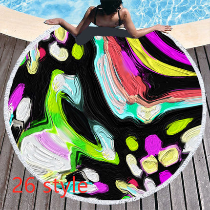 Round Printed Beach Towel Microfiber Bath Towel - Wnkrs