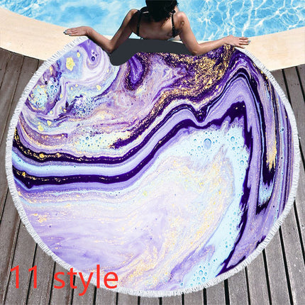 Round Printed Beach Towel Microfiber Bath Towel - Wnkrs