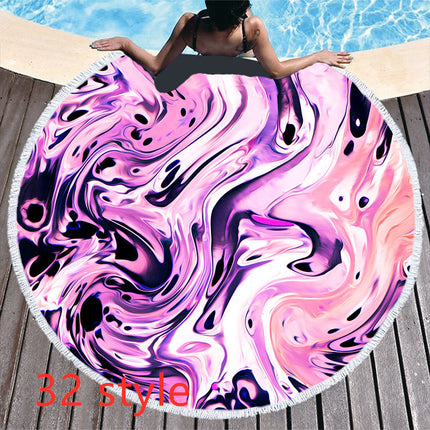 Round Printed Beach Towel Microfiber Bath Towel - Wnkrs