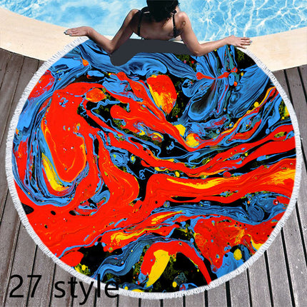 Round Printed Beach Towel Microfiber Bath Towel - Wnkrs