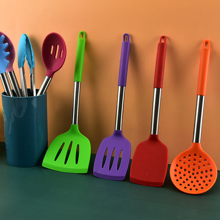 Color Silicone Kitchenware Set Silicone Cooking Shovel Spoon 14 Sets Of Kitchenware - Wnkrs