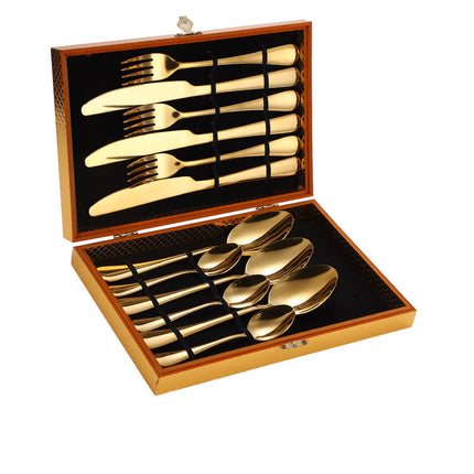 Stainless Steel Steak Cutlery Set Western Cutlery Cutlery Set Gift Box Wooden Box Cutlery - Wnkrs