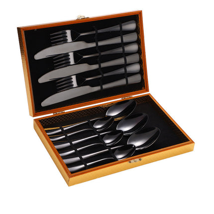 Stainless Steel Steak Cutlery Set Western Cutlery Cutlery Set Gift Box Wooden Box Cutlery - Wnkrs