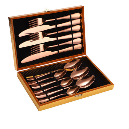 Stainless Steel Steak Cutlery Set Western Cutlery Cutlery Set Gift Box Wooden Box Cutlery - Wnkrs