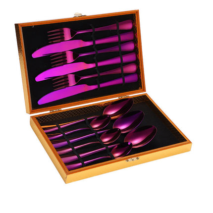 Stainless Steel Steak Cutlery Set Western Cutlery Cutlery Set Gift Box Wooden Box Cutlery - Wnkrs