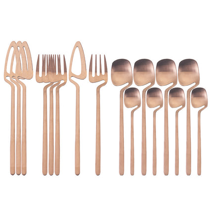 Rainbow Dinnerware Set Spoon Fork Knife Table Decor Cutlery Sets Kitchen Matte Gold tableware Set Desserts Soup Coffee Use - Wnkrs