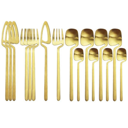 Rainbow Dinnerware Set Spoon Fork Knife Table Decor Cutlery Sets Kitchen Matte Gold tableware Set Desserts Soup Coffee Use - Wnkrs