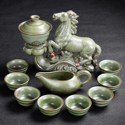 Kiln Stone Mill Lazy Anti-scalding Semi-gilt Silver Tea Set - Wnkrs