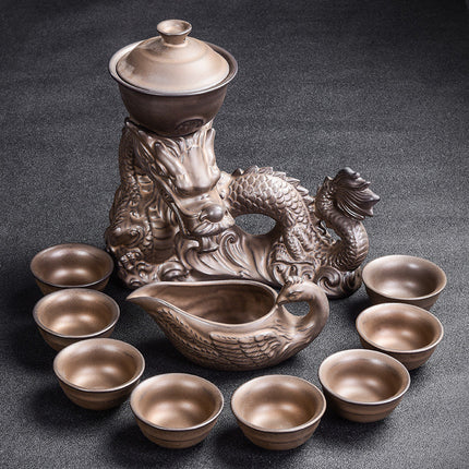 Kiln Stone Mill Lazy Anti-scalding Semi-gilt Silver Tea Set - Wnkrs