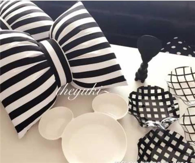 Black And White Striped Bow Waist Pillow Pillow Cute Cushion Lunch Break Pillow - Wnkrs