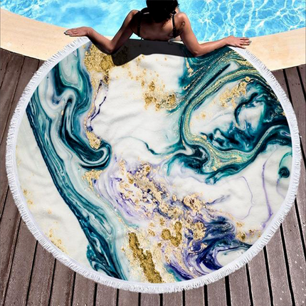 Round Printed Beach Towel Microfiber Bath Towel - Wnkrs